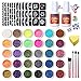 Glitzer Tattoo Set, 30 Farben Glitzer Tattoos, 145 Schablonen, 2 Kleber, Glitzertattoos für Kinder, Mädchen, Jungen und Erwachsene, Fasching, Festivals, Partys, Spiele, DIY Körper Flash Tattoo