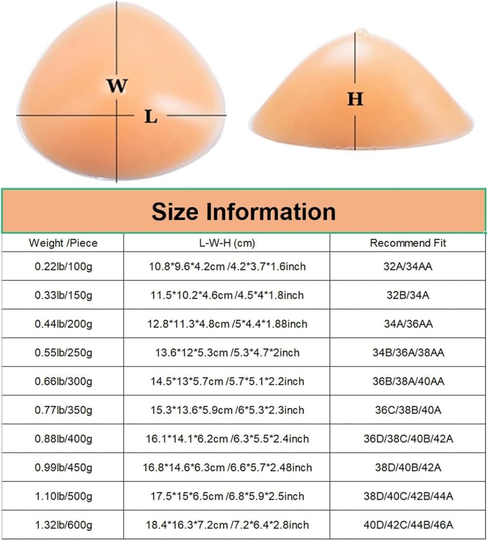One Piece Triangle Silicone Breast Forms Fake Boobs Mastectomy Prosthesis Crossdresser Bra Enhancer Inserts Concave Bra Pads for Mastectomy Prosthesis Crossdresser Cosplay-Nude||500g/Piece