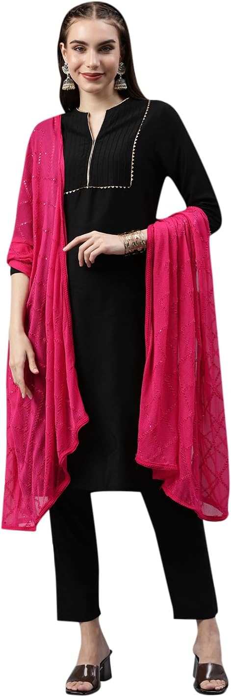 RANI SAAHIBA Women's Chiffon Embroidered Dupatta