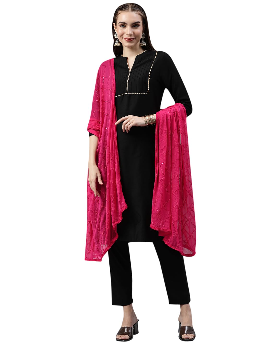 RANI SAAHIBAWomen's Chiffon Embroidered Dupatta