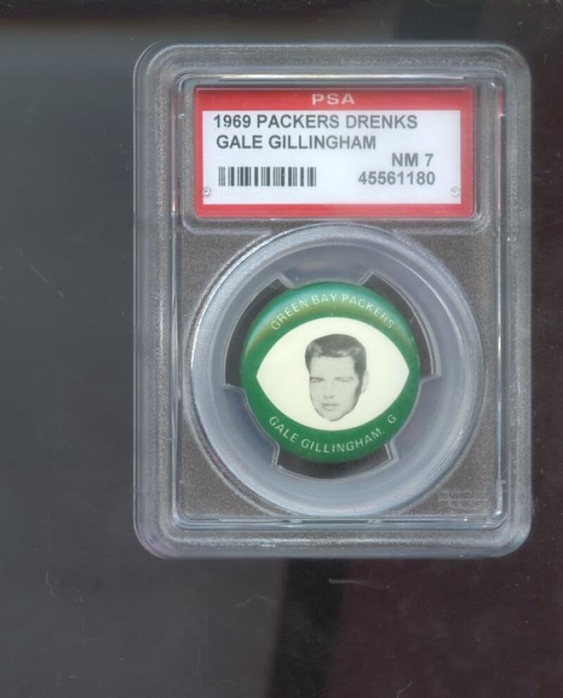 1969 Drenks Potato Chip Gale Gillingham Pin Pinback Button PSA 7 Graded Football Card Green Bay Packers Chips NFL