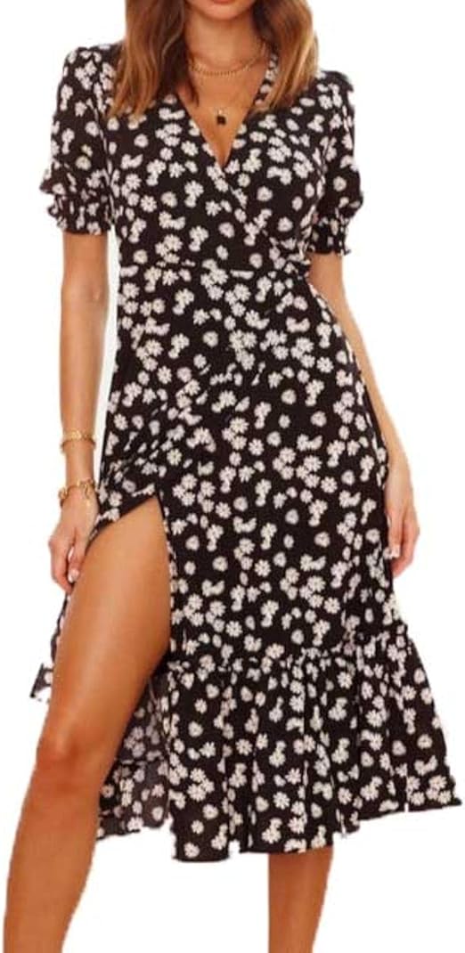 a line v neck midi dress
