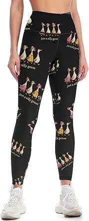 Amazon.com: Funny Just A Silly Goose Novelty Women's Yoga Pants High ...