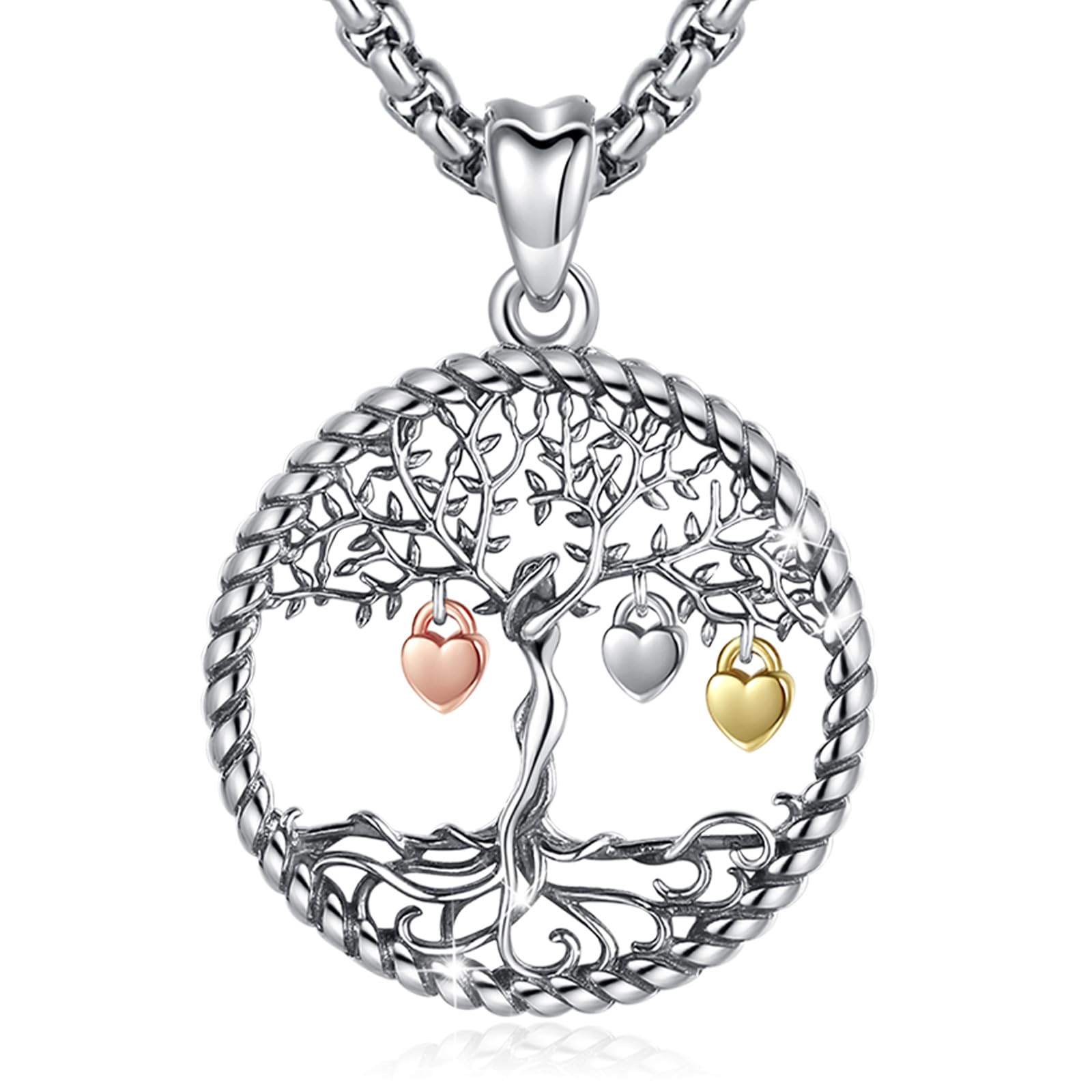 Eusense Kette Lebensbaum Baum des Lebens Anhänger Halskette 925 Sterling Silber Geschenke Zum Vatertag Schmuck für Mutter Damen Mädchen