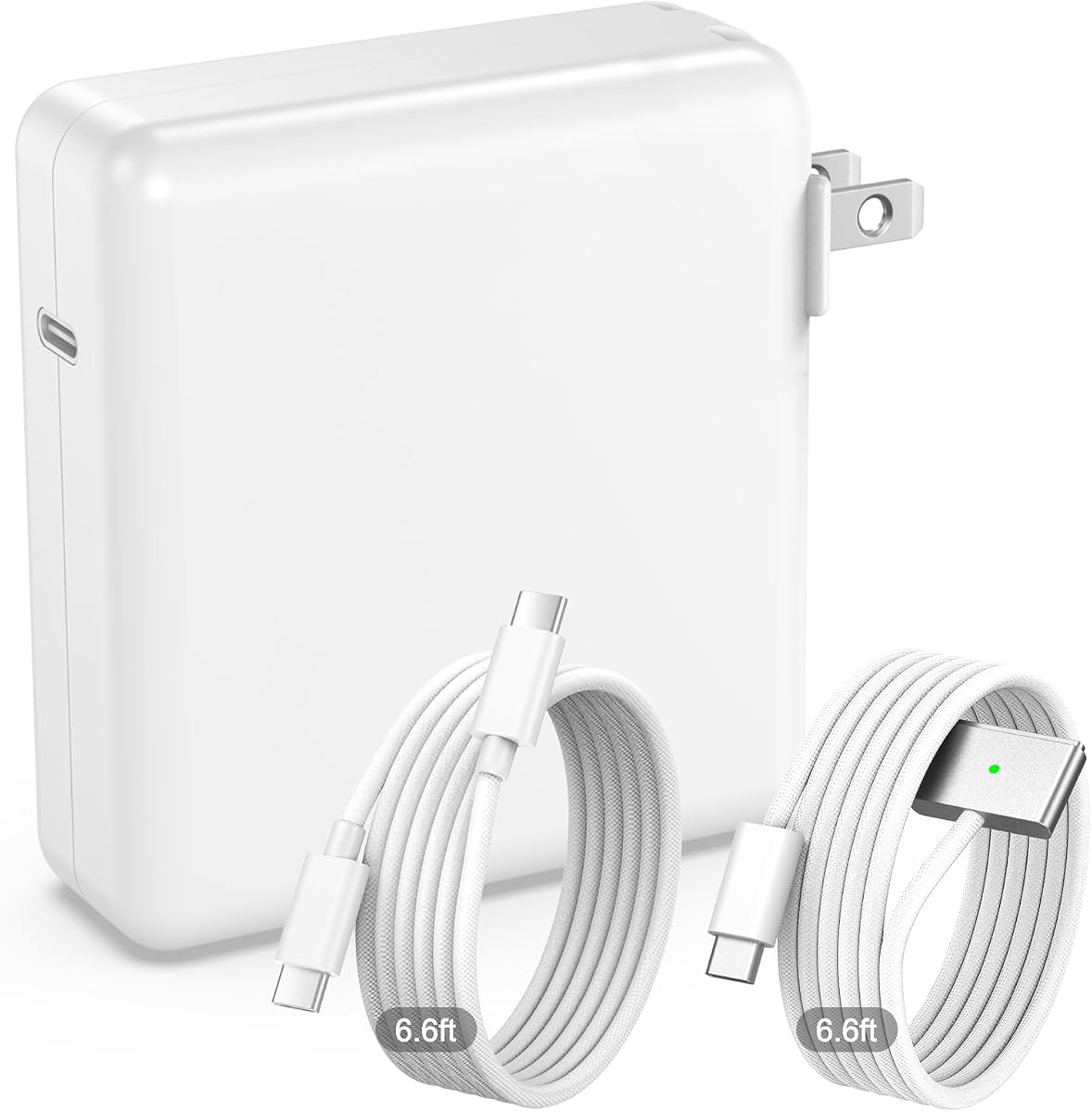 140W Charger for MacBook Pro 16 14 inch Mac Air 15 13 inch | Compatible with Mac M1 M2 M3 M4 M5 Chips (2021-2026)【Original Quality】PD3.1 GaN Fast Charger, 6.6FT Dual Cables Included