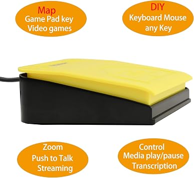 OLLGEN USB Foot Pedal لألعاب الكمبيوتر ، مفتاح التحكم البصري للقدم ، لوحة مفاتيح مفتاح مفتاح مفتاح التشغيل ، لوحة مفاتيح مفتاح مفتاح التشغيل ، الصفحة ، برنامج محاكاة مفتاح التبديل ، الصفحة ، نسخة تورنر HID ( USB ، دواسة قدم واحدة )