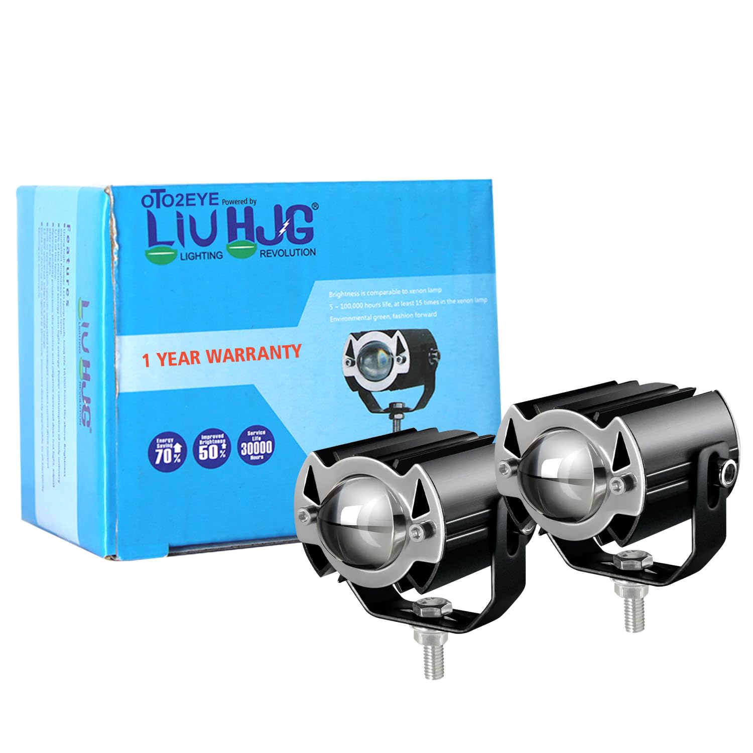 OTO2EYE Power By LIU HJG 1 YEAR WARRANTY 30W Yellow/White Motorcycle Mini Driving Fog Light 15000LM High/Low Beam Motorcycle Spot Light