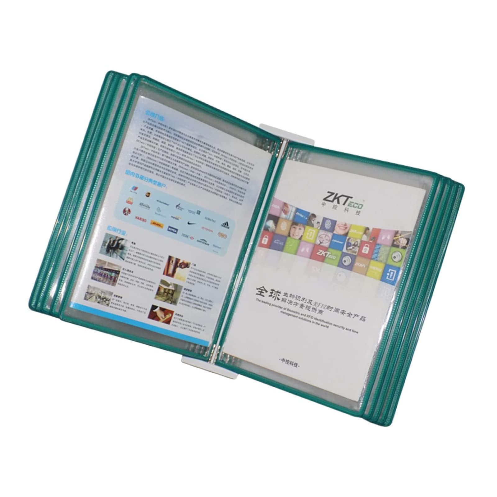 folder, 10 dwustronnych paneli z 20 kieszeniami na dokumenty w formacie A10, stojak ekspozycyjny do przechowywania luźnych kartek(Green)