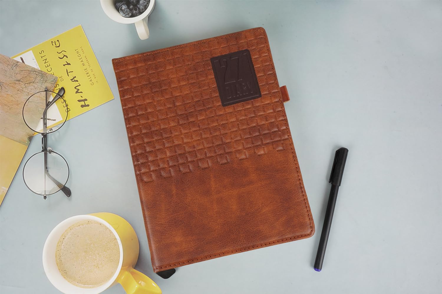 2027 Diary Tan Brown Leather Daily Planner with Pen Holder-image-9