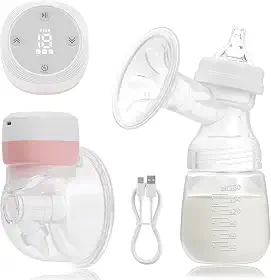Bomba De Tirar Leite Elétrica, Coletor De Leite Materno Mãos Livres, Bomba de Mama Wearable Portátil, Livre de BPA, 3 Modos e 19 Níveis, Rosa