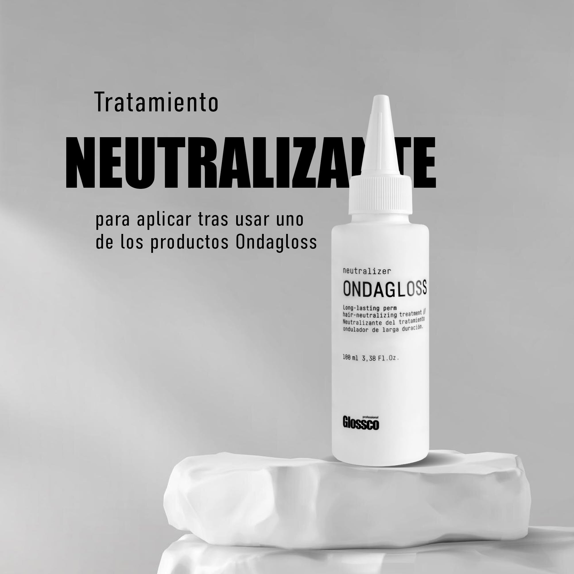 GLOSSCO PROFESSIONAL - Líquido Neutralizante Permanente Ondagloss, 100 ml, Fija Rizos y Ondas, Acabado de Larga Duración, Protege la Fibra Capilar, Hidrata y Suaviza el Cabello