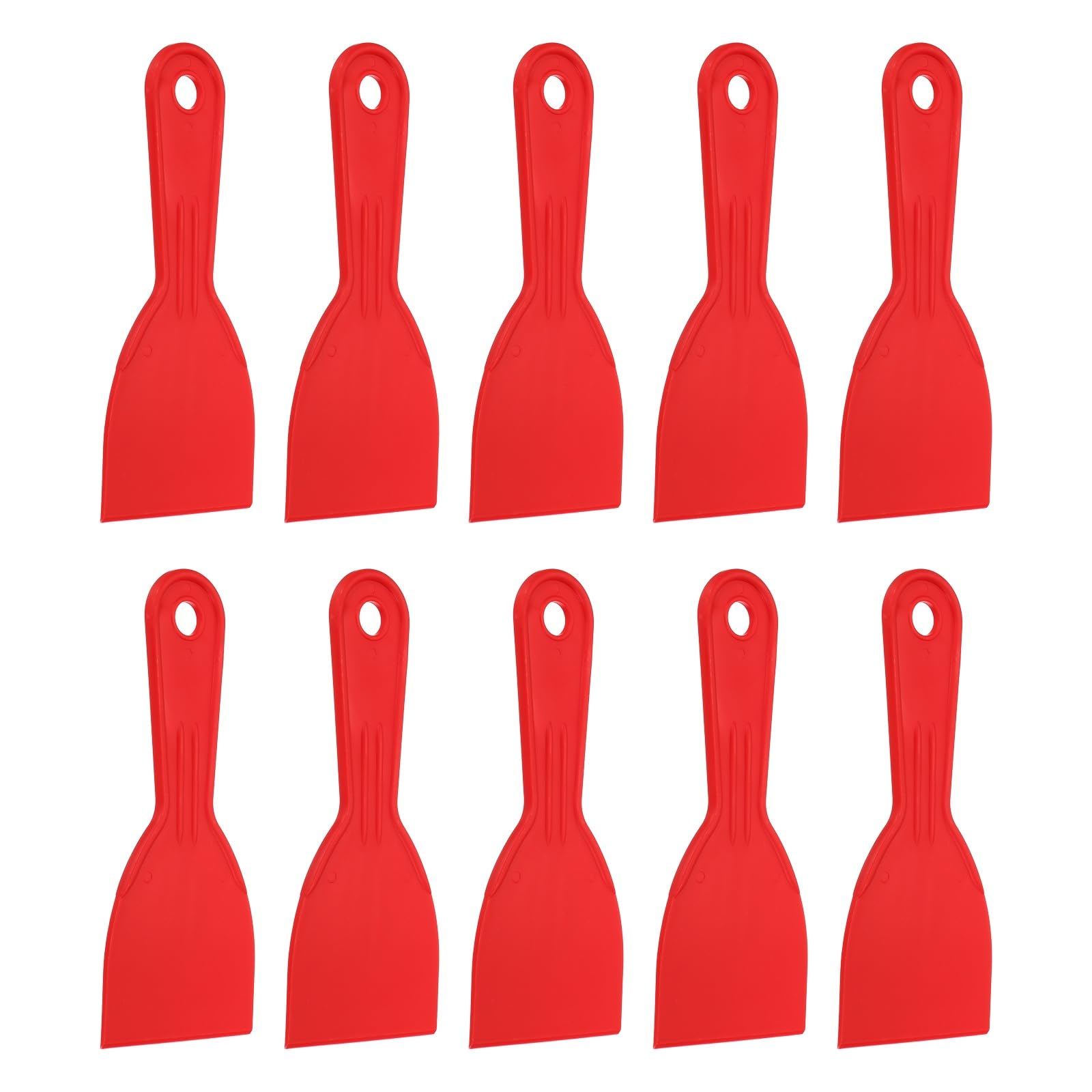 sourcing map 10pcs Putty Knife Scraper 3" Width Flexible Plastic Putty Knife Paint Scraper Tool for Taping Drywall Spreading Painting Wall Scratching Red