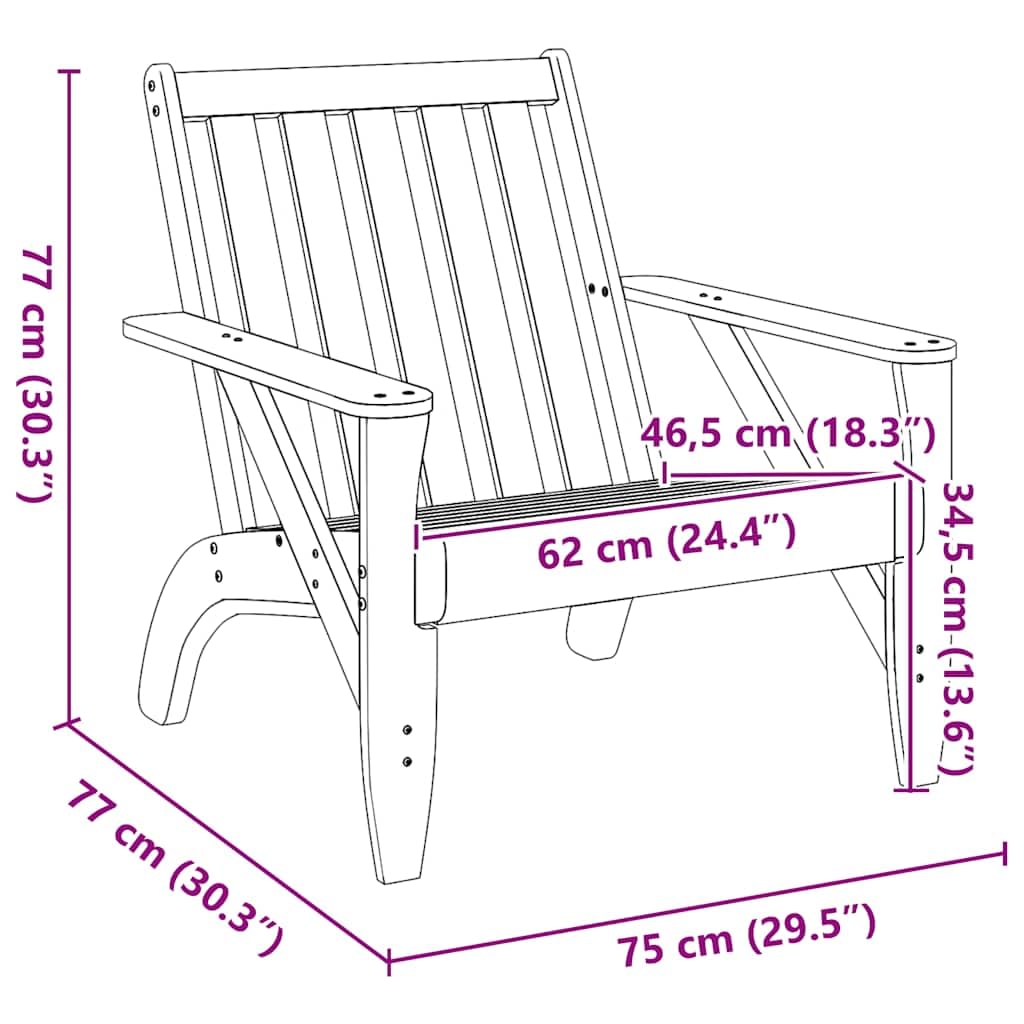 vidaXL Sillas de jardín Adirondack 2 uds Blanco 75x77x77 cm, Silla de jardín, Asiento de jardín, Asientos para Exteriores, Silla de Relax