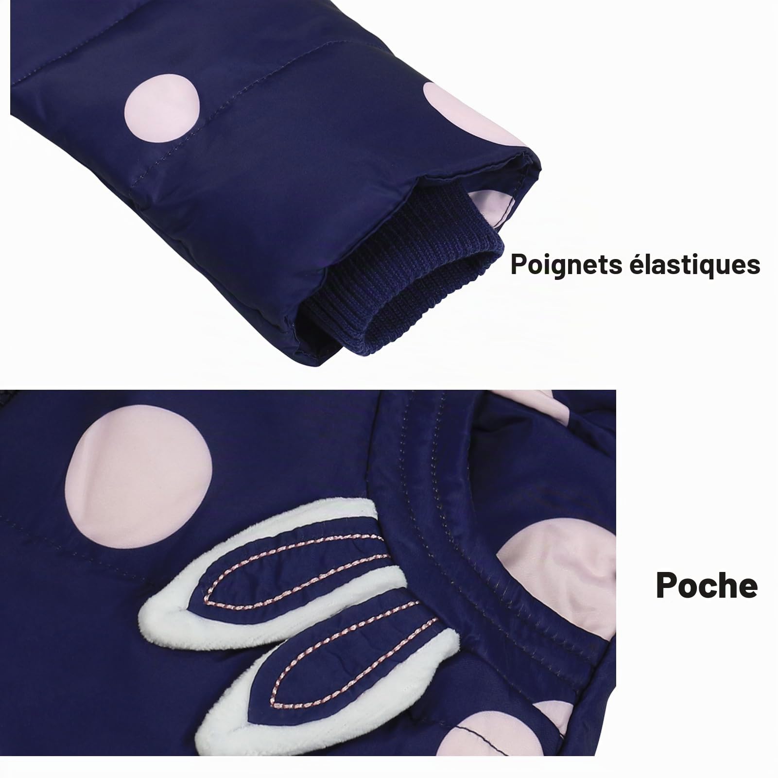 2 Pièces Combinaison de Neige pour Filles Doudoune à Capuche Manteau + Pantalon de Neige Ensemble de Skipour Enfants 2-3 Ans Bleu