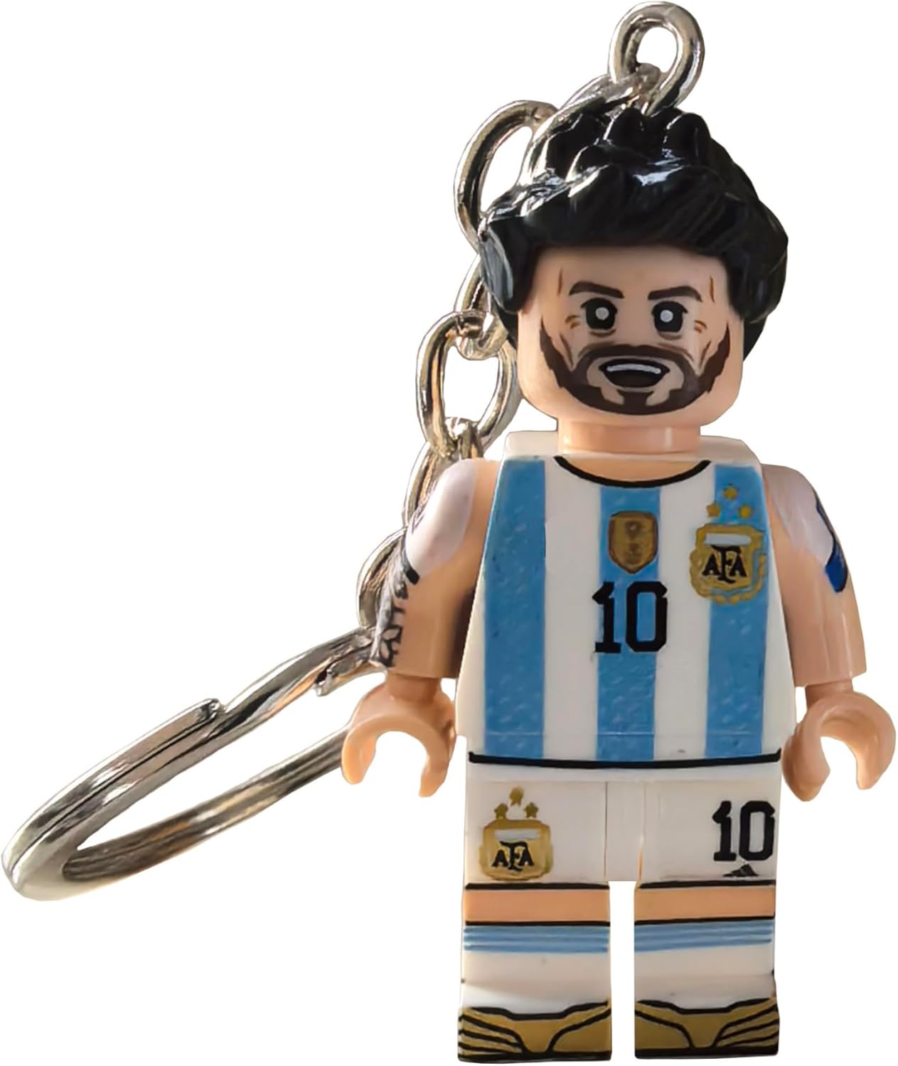 Argentina-10 Keychain World Cup Champion Distinctive Block-Style Aesthetic Soccer Jersey Number 10 Key Chain for Fans