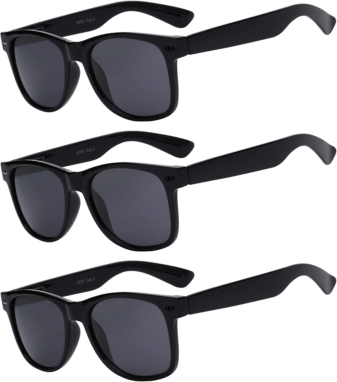 OWL 3 Pack Women’s and Men's Sunglasses UV Protected Retro Smoke Lens, Womens Trendy Cool Shades Colored Plastic Frames