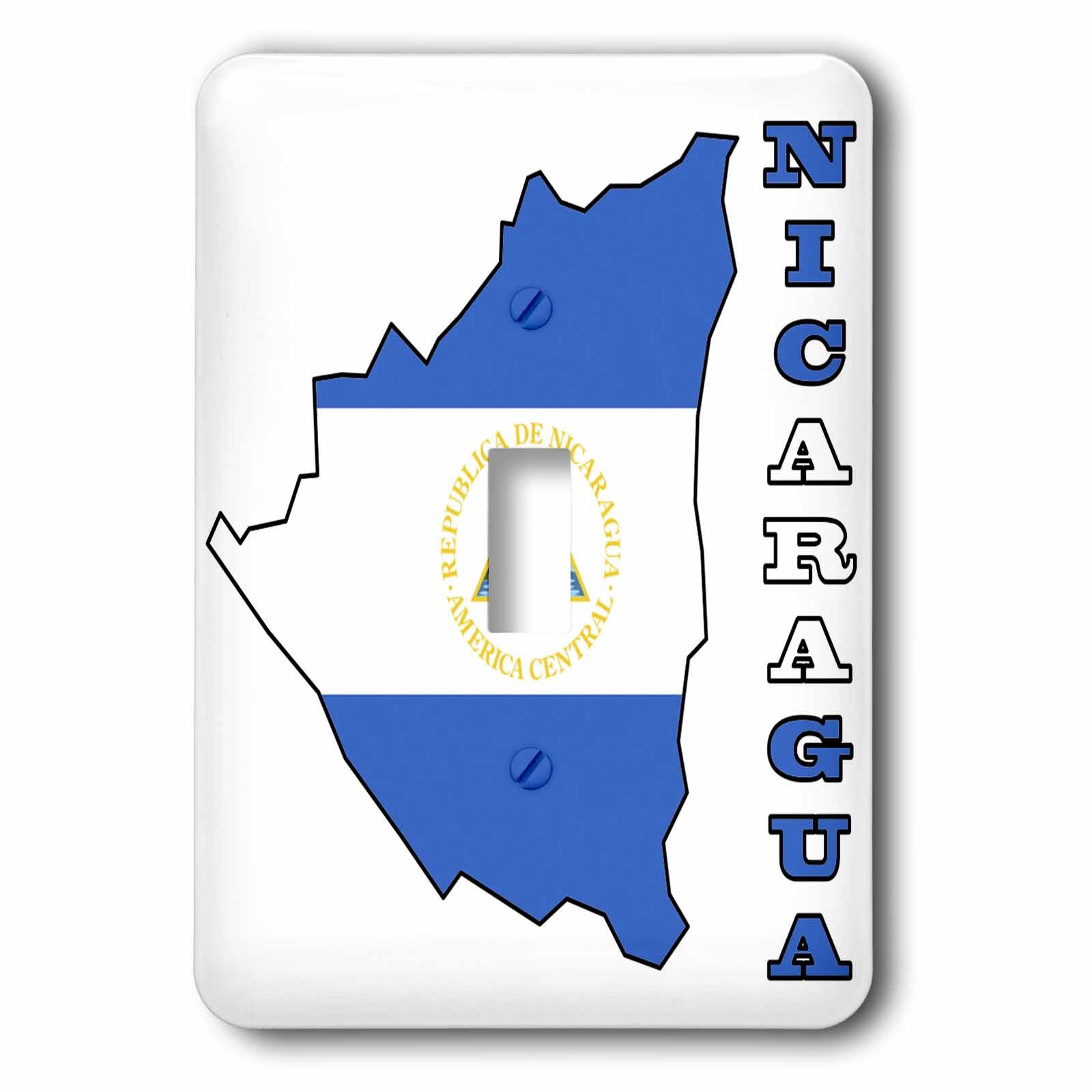 Nicaragua Interrupteur à bascule unique motif drapeau et carte 3dRose LSP_55486_1