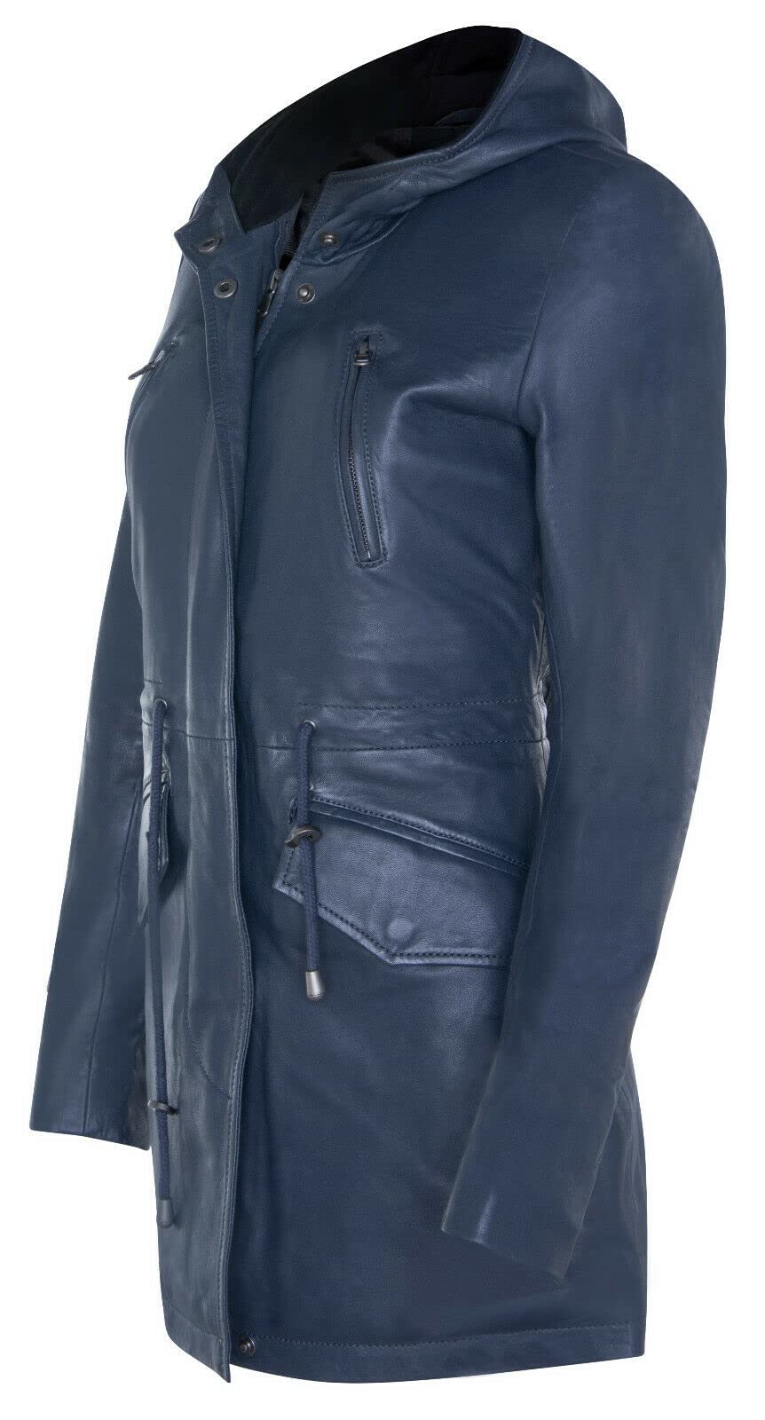 Abrigo Gabardina para Damas de Cuero Acolchado con Capucha Desmontable