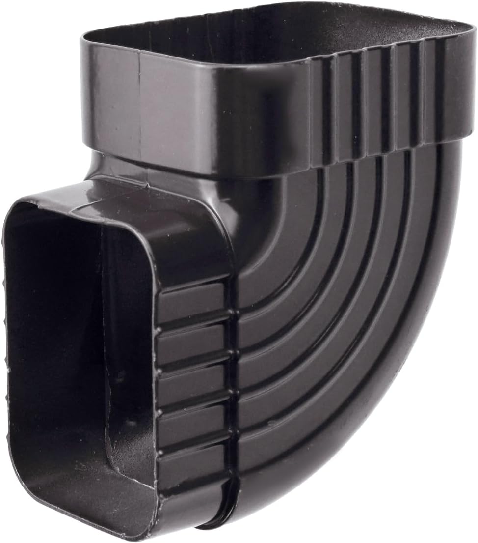 Semetall 1PCS Downspout Gutter Elbows 2x3-90 Degree,Side Elbows-Roofing Gutter Downspout Elbows,Aluminum Alloy,Dark Brown