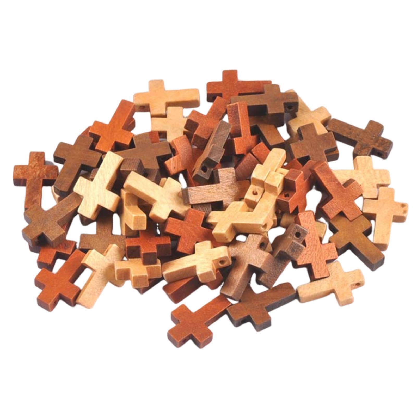 Zambuph Wood Cross Charms Beautiful Variations for Crafting Jewelry Projects 50 Pieces Supplied About 2.2cmx1.5cm/0.87inch X 0.59inch Fashion Unfinished Wood