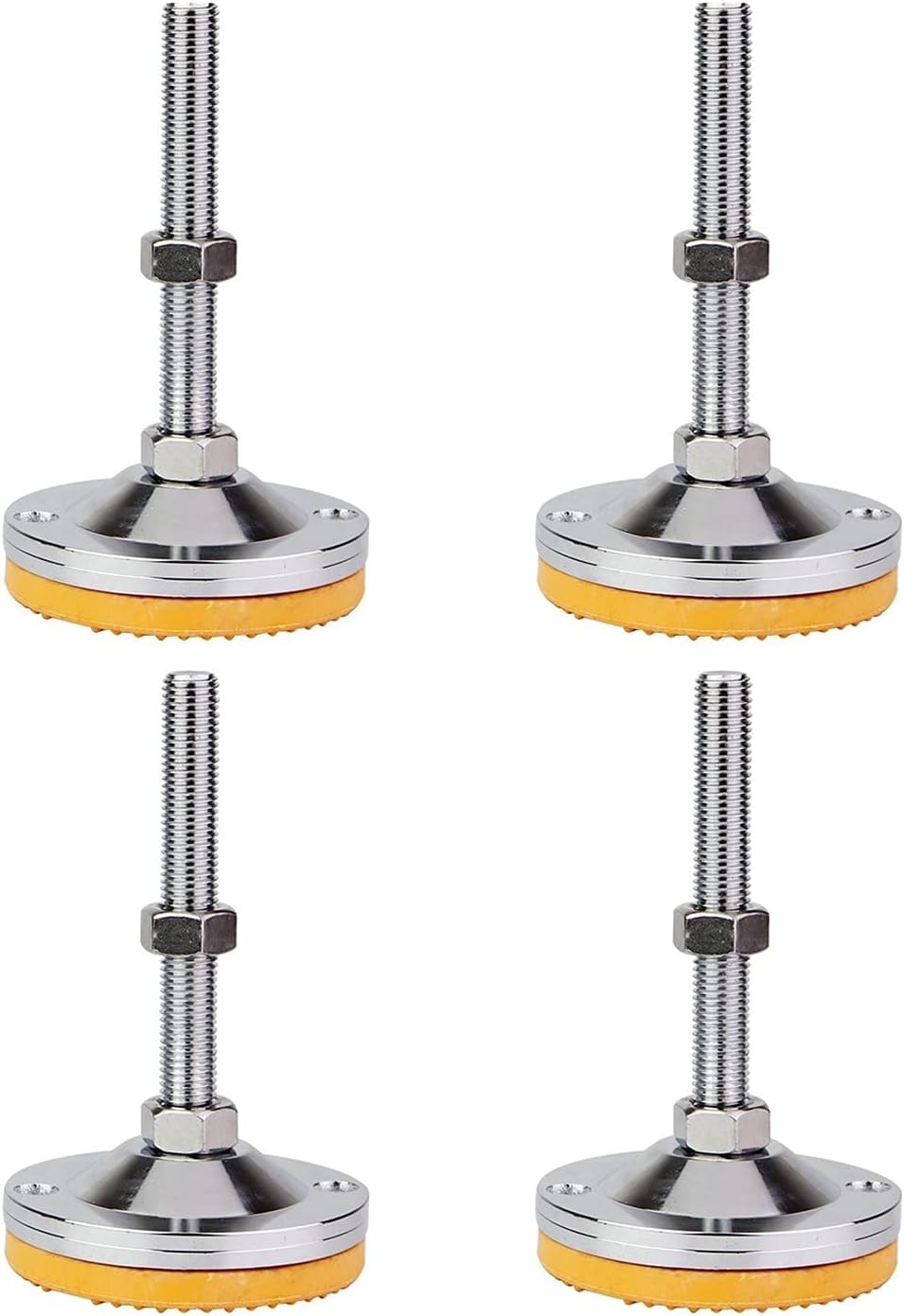 MaikOn furniture feet, Leveling Feet Carbon Steel Adjustable Leveling Feet Rubber Floor Leveling Board, 100mm Diameter Base, Shockproof Cabinet Machine Leveling Board 4 Pieces(D100X16X100)