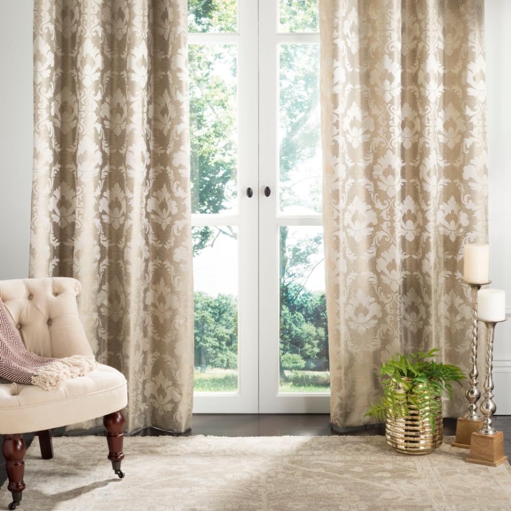 Safavieh Home Collection Perama Beige Opaque 52" x 96" Grommet Window Panel