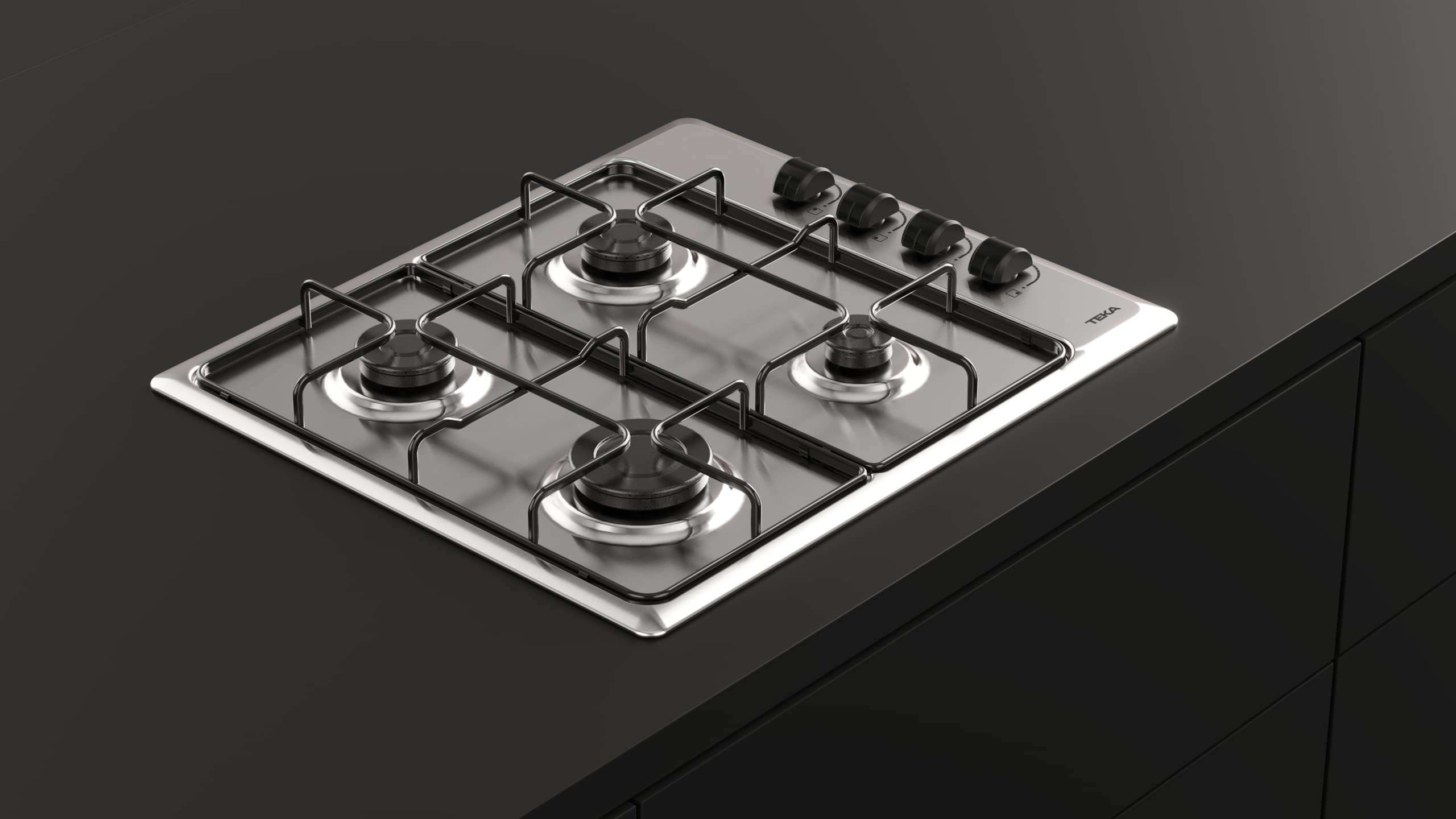 TEKA Placa de Gas Butano, 60 cm, 4 Fuegos, Mandos Ergonómicos, Seguridad Termopar, Parrillas Esmaltadas, HLX 640 KL