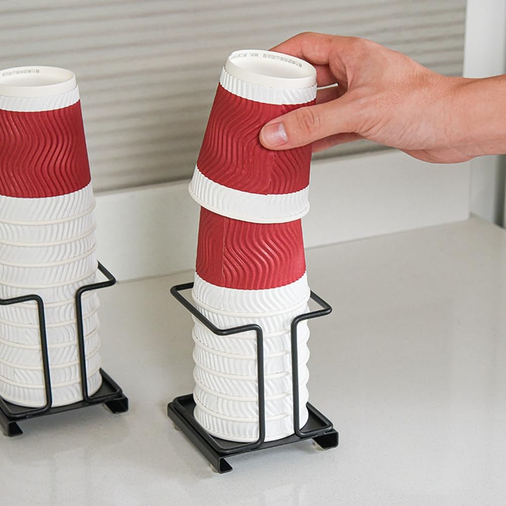 Kaffee- und Teestation Aus Metall, Organizer für Kleine Räume, Einweg-Pappbecherhalter, Teebeutel, Kaffeepads, Organizer für Büro, Schwarz