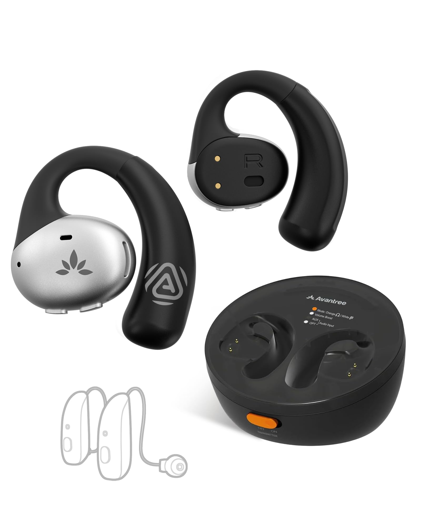 Avantree Medley Pebble 2 - Auracast Wireless TV Earbuds for Seniors, Open-Ear Bluetooth Earphones with Volume Boost, Transmitter & Charging Dock, Works with Auracast Hearing Aids-image-25
