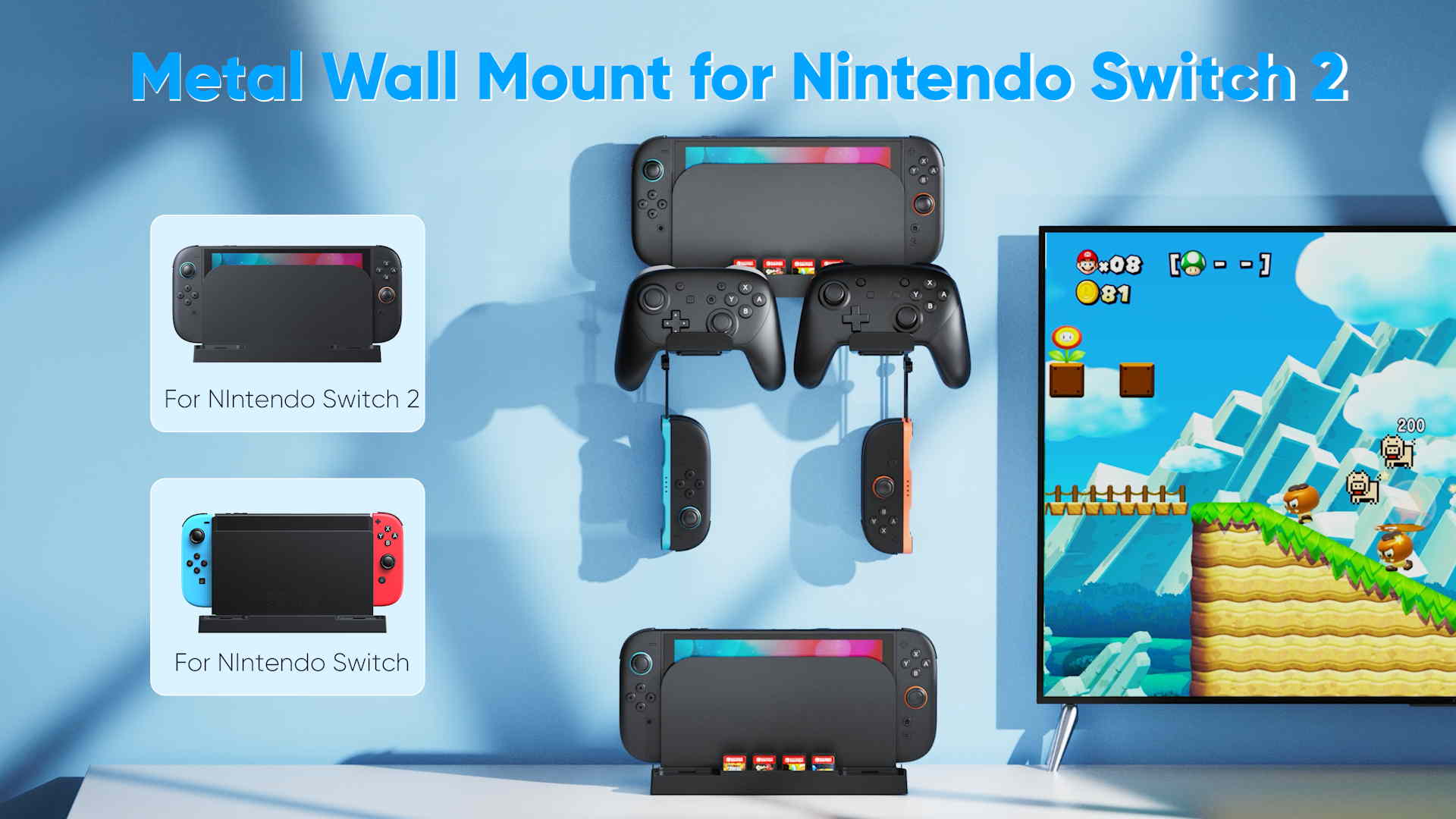 Amazon.com: Metal Wall Mount for Nintendo Switch 2/1/OLED (Mount