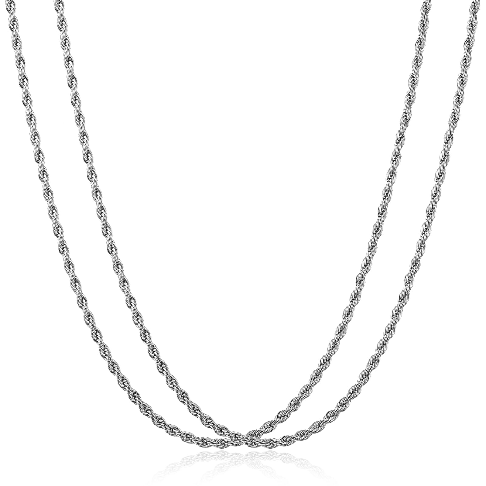 HSWYFCJY 2PCS Chains for Men, Stainless Steel Twist Rope Chain Necklace for Women,Gold/Silver/Black Chain Necklace Gifts