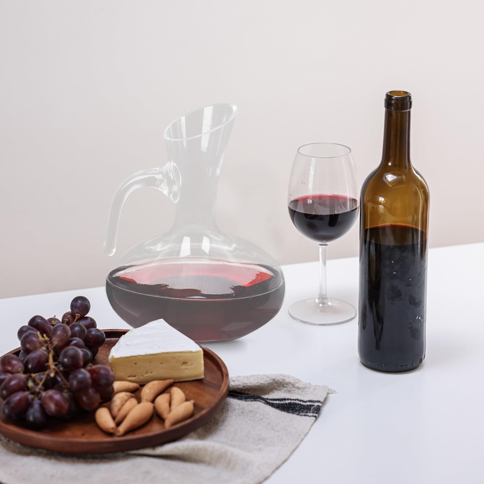 Zerodeko Decantador de Vino de Vidrio Ligero Capacidad de 1800ml y Boca Inclinada para Servir Fácil en Fiestas y Reuniones
