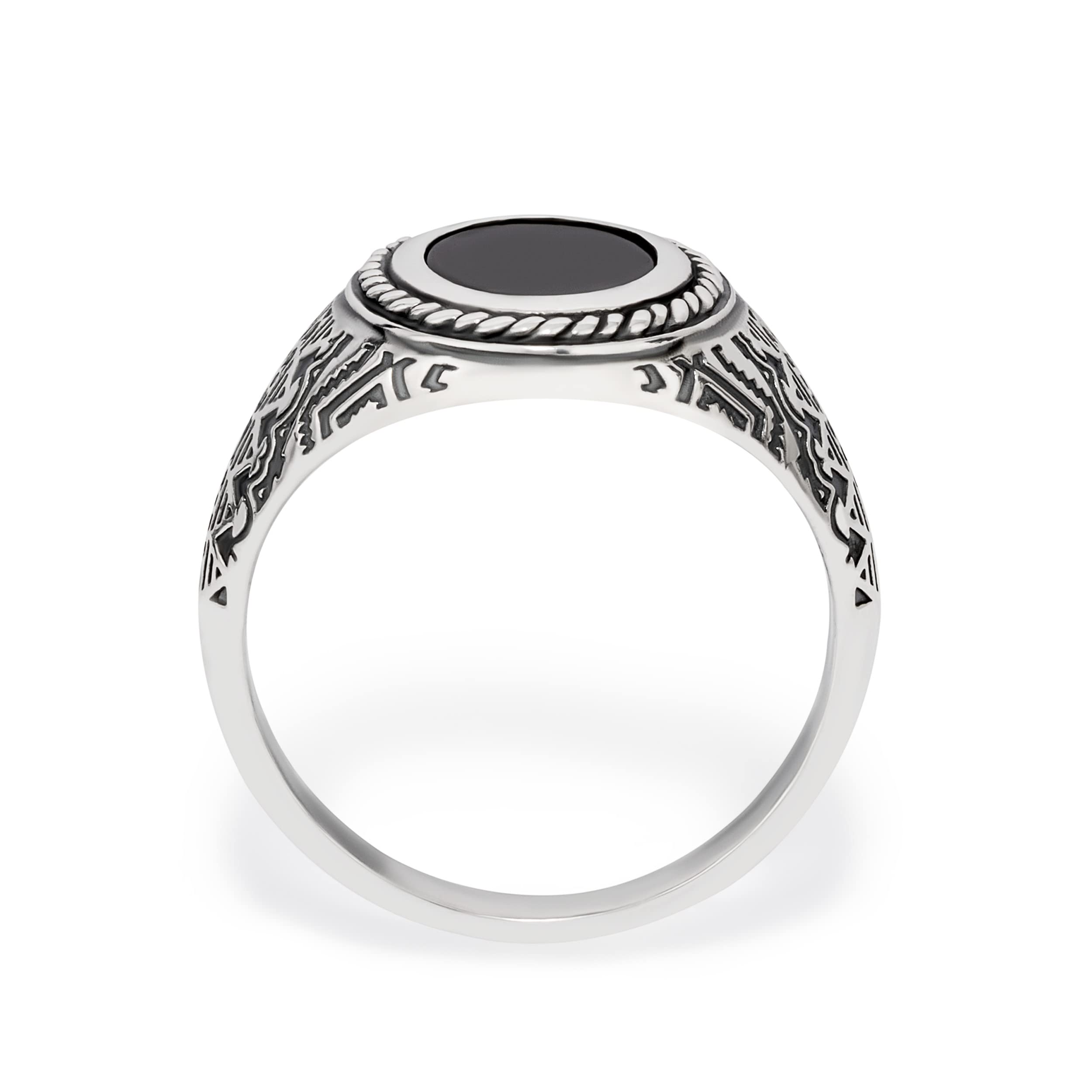 NKlaus anello con pietre preziose da uomo 66 mm anello Viking 925 argento onice nero autentico solitario vintage da dito 14209