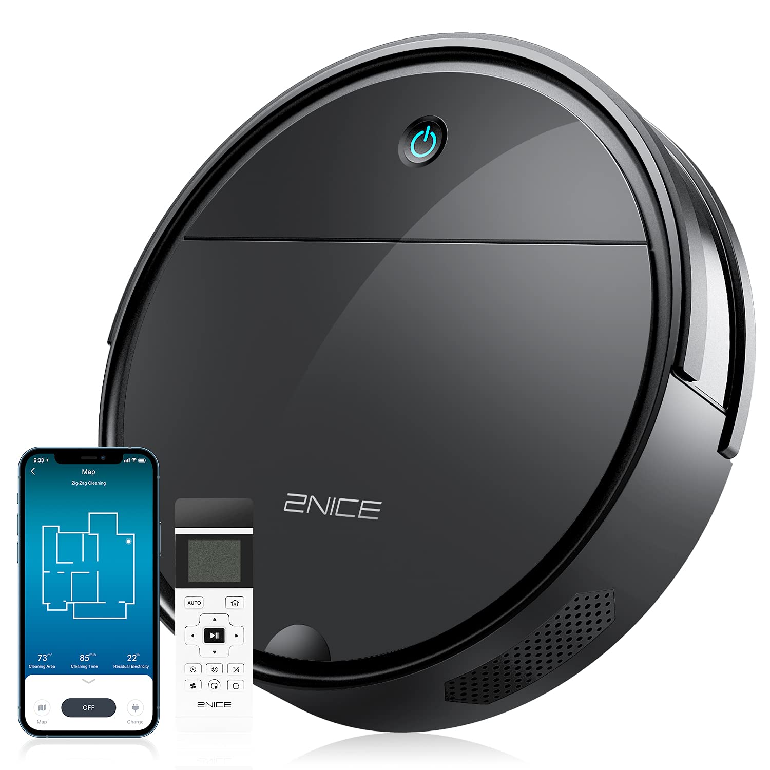 2NICE Robot Vacuum Cleaner Good for Pet Hair, Alexa/WiFi/Remote, Automatic Robotic Vacuum Cleaner 1800Pa Tangle-Free Sucti...