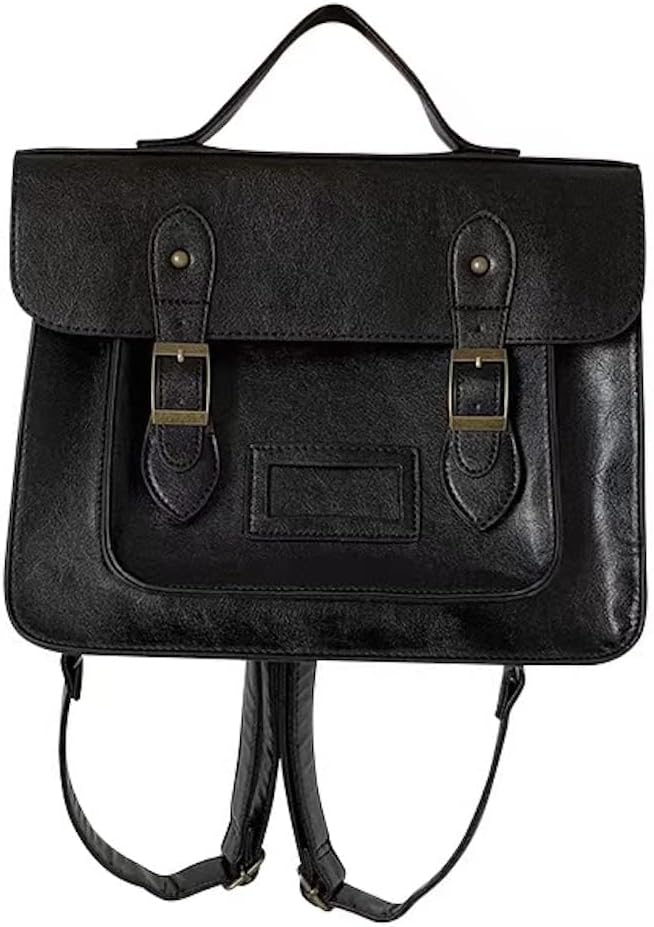 JHTPSLR Japanese Leather Backpack Adjustable Messenger Bag with Detachable Hooks Dark Academia Aesthetic Backpack JK Crossbody Bag (Black)