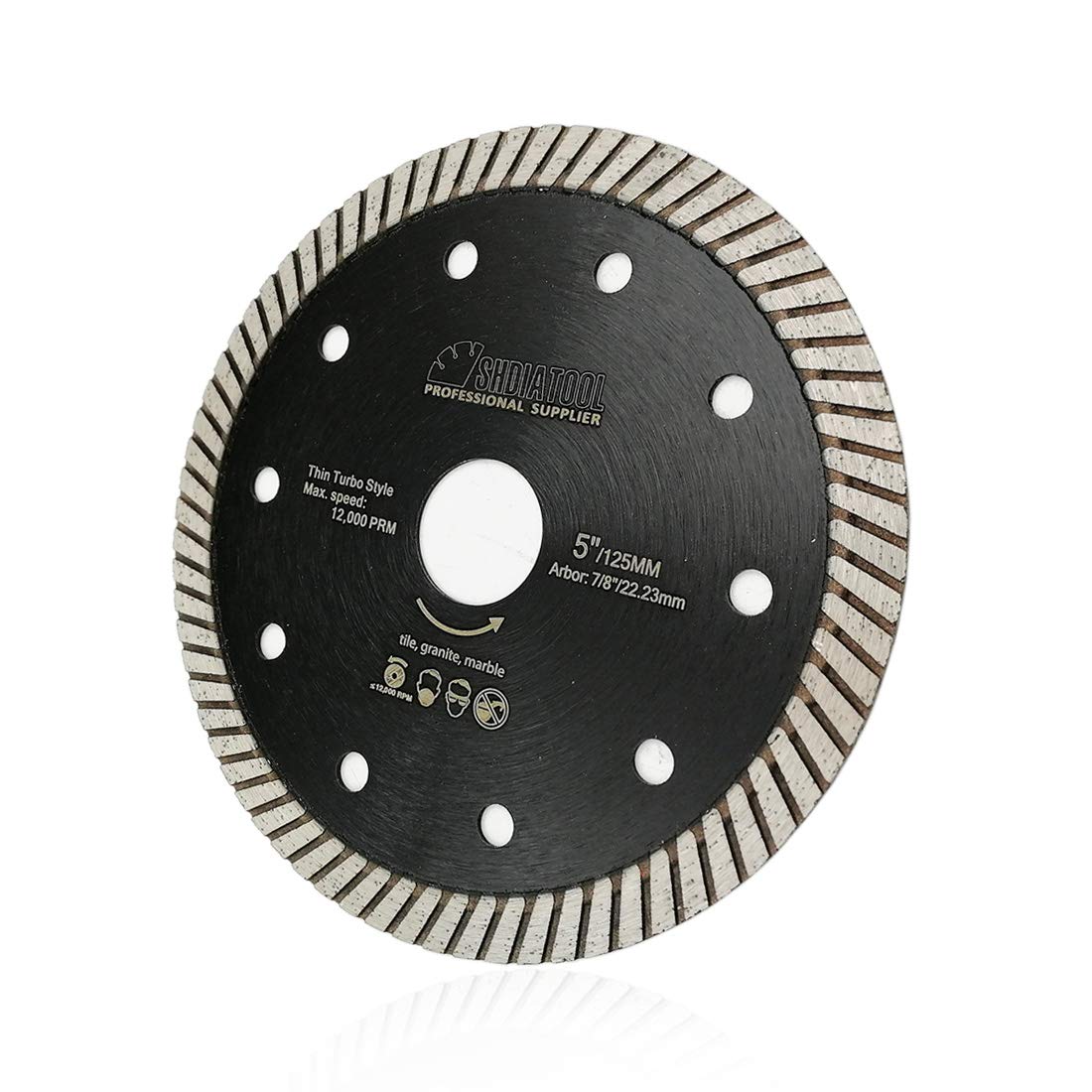 SHDIATOOL Disco Diamantato 5 Pezzi 125mm Super Sottile Turbo Lama per Porcellana Piastrella Ceramica Granito Marmo