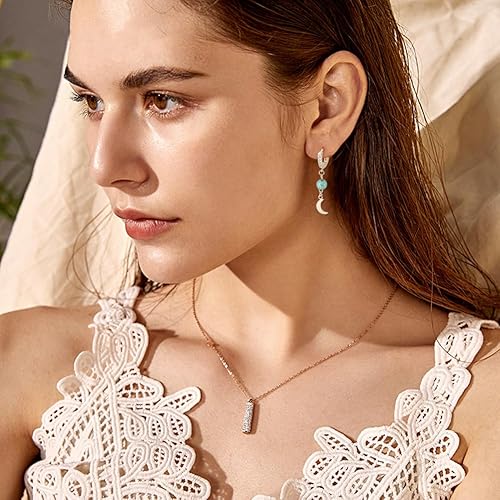 Miniatura 7 de DICOSMETIC 16 aretes de aro de circonita de 2 colores, chapados en oro de 24 quilates, redondos, con lazo de latón, aretes de gancho francés para