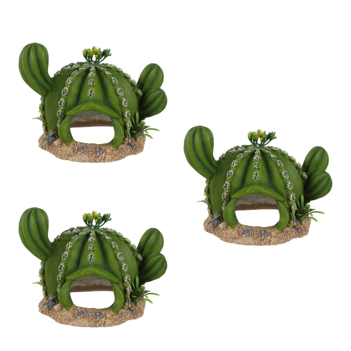BESPORTBLE 3 Pezzi Cactus da compagnia rampicante nascondiglio dei rettili accessori geco leopardo Accessorio per paesaggio rettili Decorazione per rettili modelli di cactus resina Green