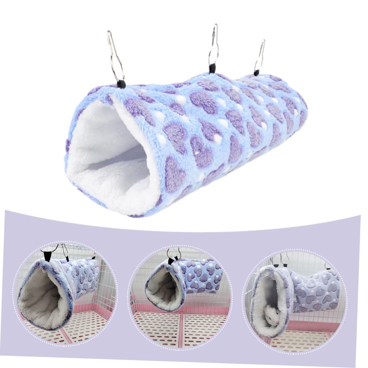 BESPORTBLE 3pezzi Hammock Per Criceti e Furetti Tunnel Appeso Per Piccoli Animali Comodo e Caldo Accessorio Per Gabbia Inverno Adatto Cincillà e Porcellini