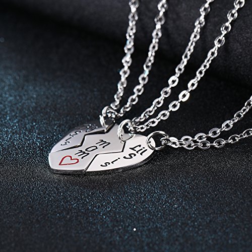 YEEQIN 3PCs Mother Daughter Necklace Set, Big Sis Lil Sis Mom Jewelry Gift Heart Necklace Gifts for Mother Daughters3