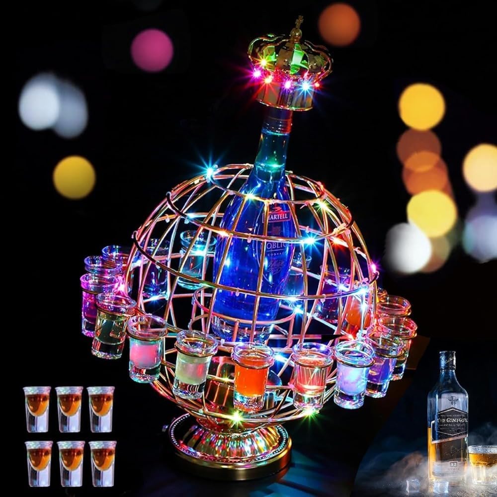 Amazon｜テキーラ地球儀 回転可能 12カップ LED テキーラ 地球 led酒