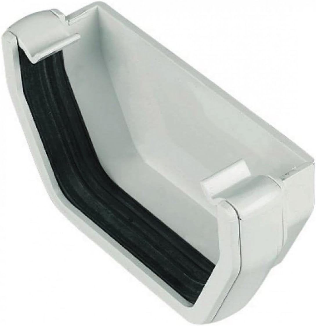 FLOPLAST 114mm Square Gutter External Stop End - White