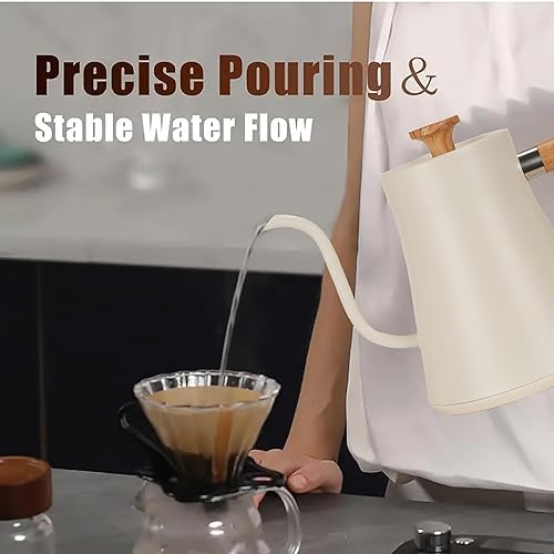 Miniatura 2 de Hervidor eléctrico de cuello de cisne, tetera eléctrica, control de temperatura de 1 , acero inoxidable 304 ultra silencioso, para café, té y