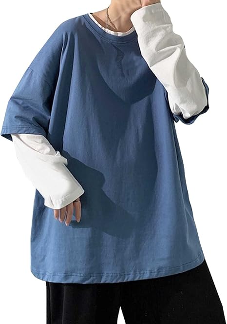 Amazon コソネ ロンt 6カラー 長袖 カットソー 重ね着 無地 大きいサイズ オーバーサイズ 春 秋 Tシャツ ゆったり お洒落 オシャレ 韓国風 トレンド コーデ 着こなし ツートーン インナー Tシャツ カットソー ストレートフィット ストレート ロングスリーブ