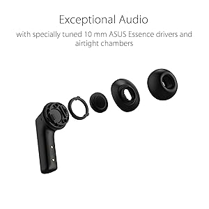 ASUS ROG Cetra True Wireless Gaming Earbuds Bluetooth, Low-Latency, ANC Noise Cancelling, Touch Control, IPX4 Water Resistant, 27Hr Battery, Wireless Charging, for PC, Mobile, Switch, Ally/X - Black