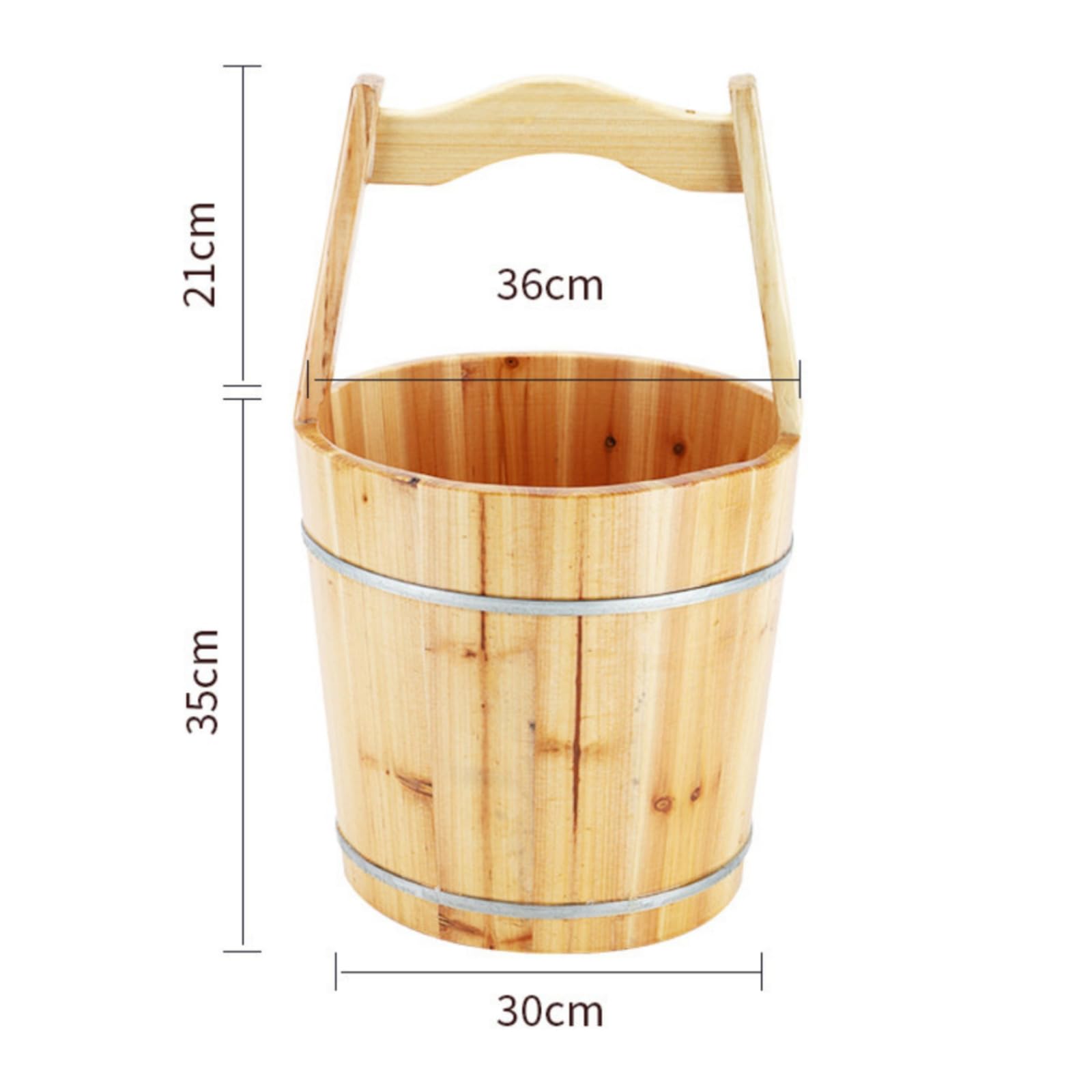 Generic Vasca da Bagno per Piedi in Legno Secchio da Sauna Contenitore da Acqua Manico Solido Materiale Legno di Abete Robusto Adatta per Sauna Casa Relax Benessere, Extra Grande Capacità 42 Libbre