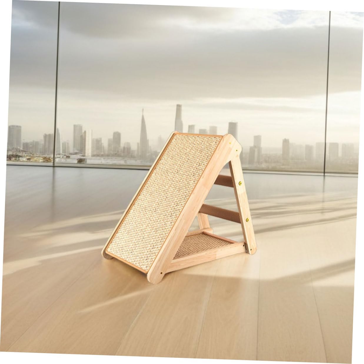 YARNOW Wooden Cat Furniture Sisal Cat Scratcher Ramp Multifunctional Scratch Board Small Size Indoor Scratching for Kittens