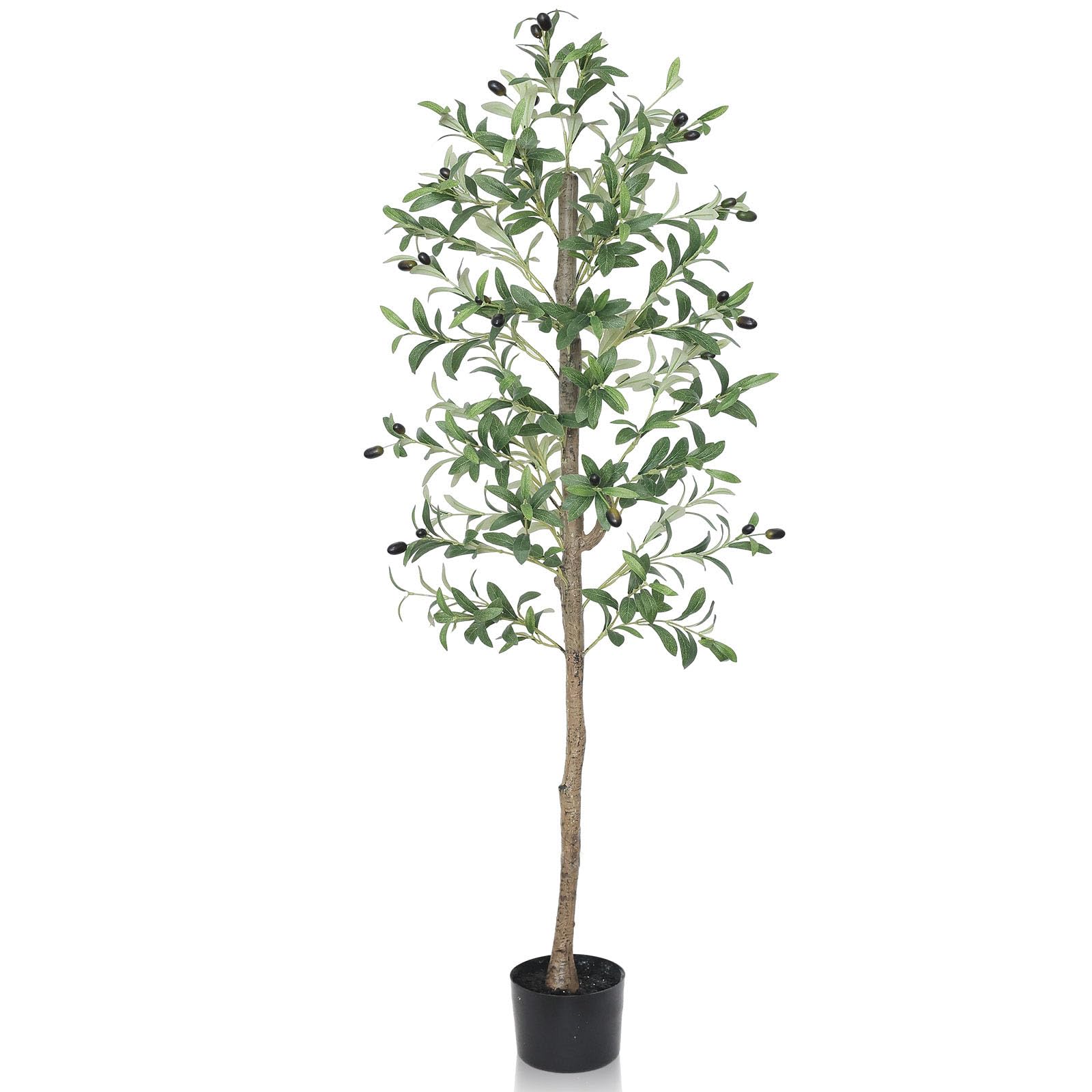 Mizii Artificial Olive Tree 5FT Fake Olive Tree Potted Silk Green Leaves with Planter Faux Large Plants House Modern Greenery Decoration for Indoor Home Office Living Room Bedroom Decor (5FT)