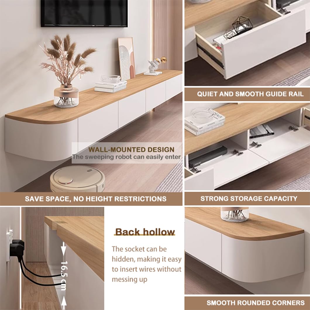 Mobile TV Sospeso Moderno 300cm - Consolle Da Parete Con Gestione Cavi Per Soggiorno