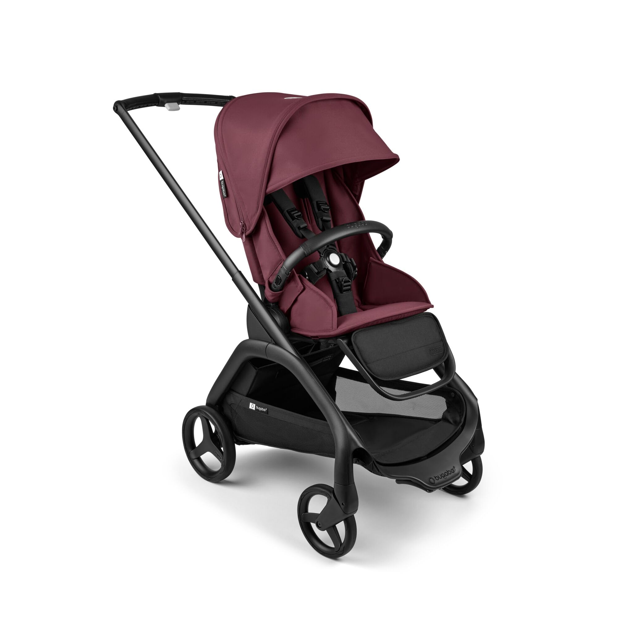 Bugaboo Dragonfly City Stroller, Lightweight Compact Baby Stroller with One Hand Easy Fold in Any Position, Full Suspension, XL Underseat Basket, Black Chassis, Dark Cherry Canopy